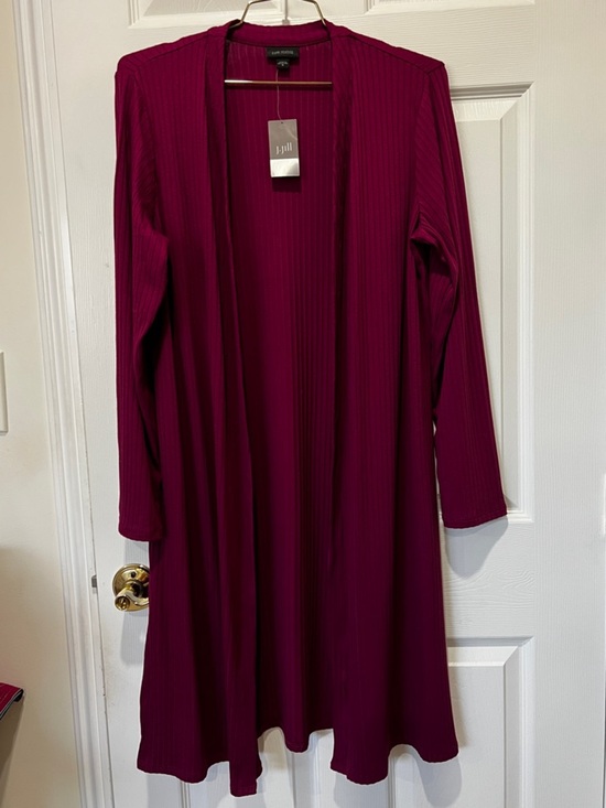 J. Jill Sweaters - J.Jill Wearever Ribbed Long Duster Cardigan Winterbery Open Front Stretch Medium